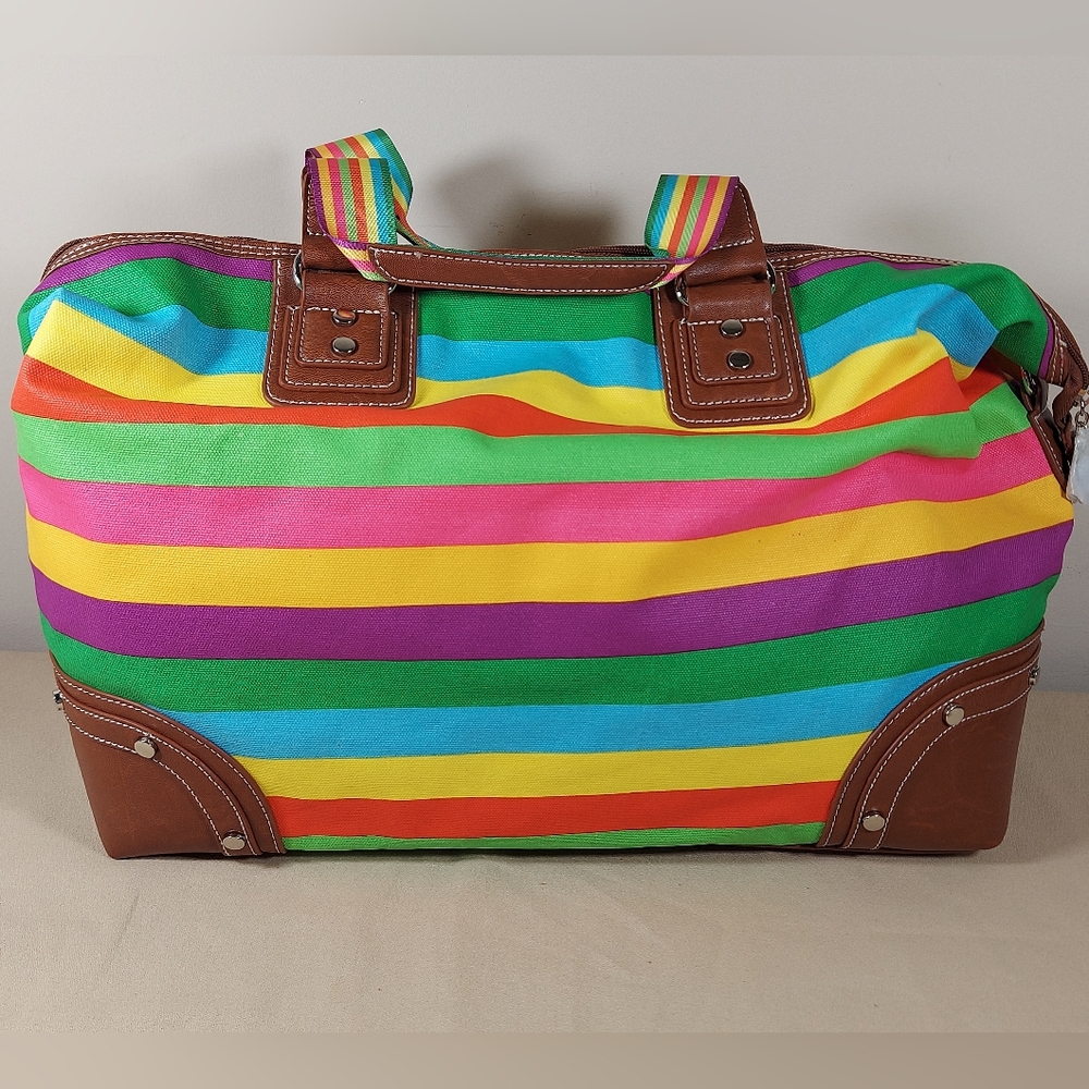 Sydney Love Canvas Stripe Overnight Bag Travel Tote